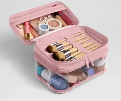 Clear Cosmetic Case in Blush Pink