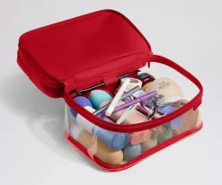 Clear Cosmetic Case in Cherry Red