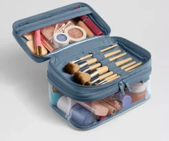 Clear Cosmetic Case in Coast Blue