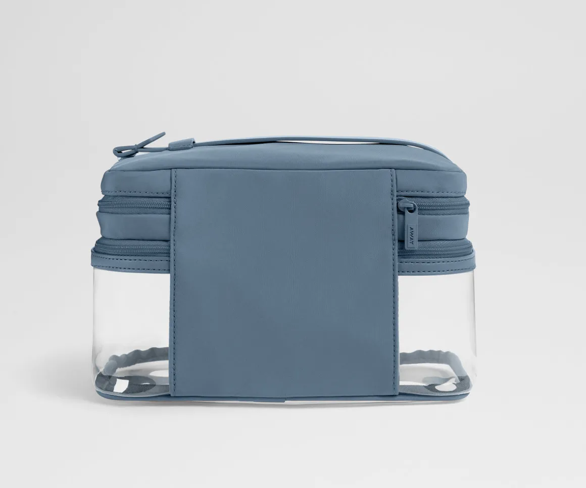 Clear Cosmetic Case in Coast Blue