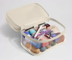 Clear Cosmetic Case in Salt White