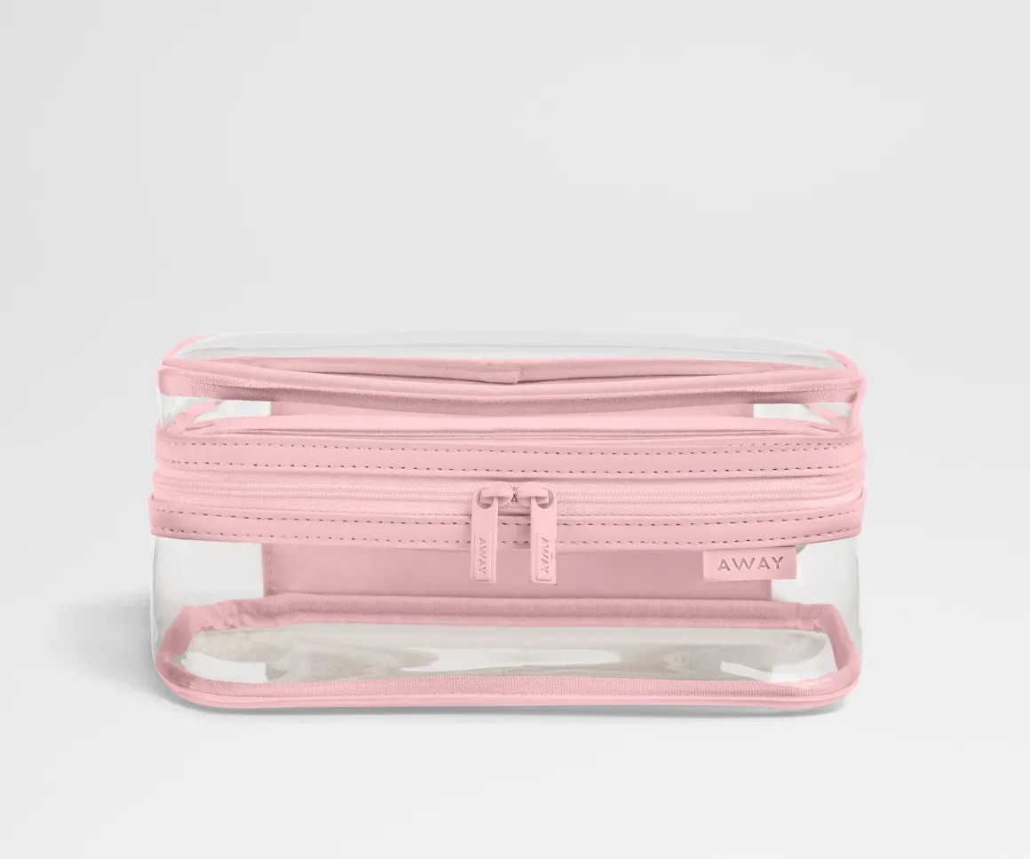 Clear Toiletry Bag in Clear/Blush Pink