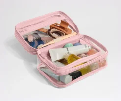 Clear Toiletry Bag in Clear/Blush Pink