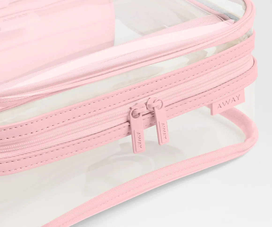 Clear Toiletry Bag in Clear/Blush Pink