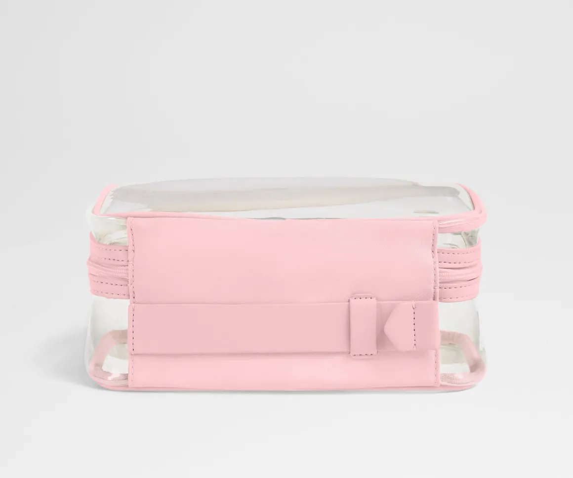 Clear Toiletry Bag in Clear/Blush Pink