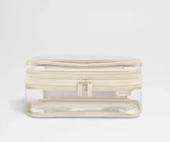 Clear Toiletry Bag in Salt White