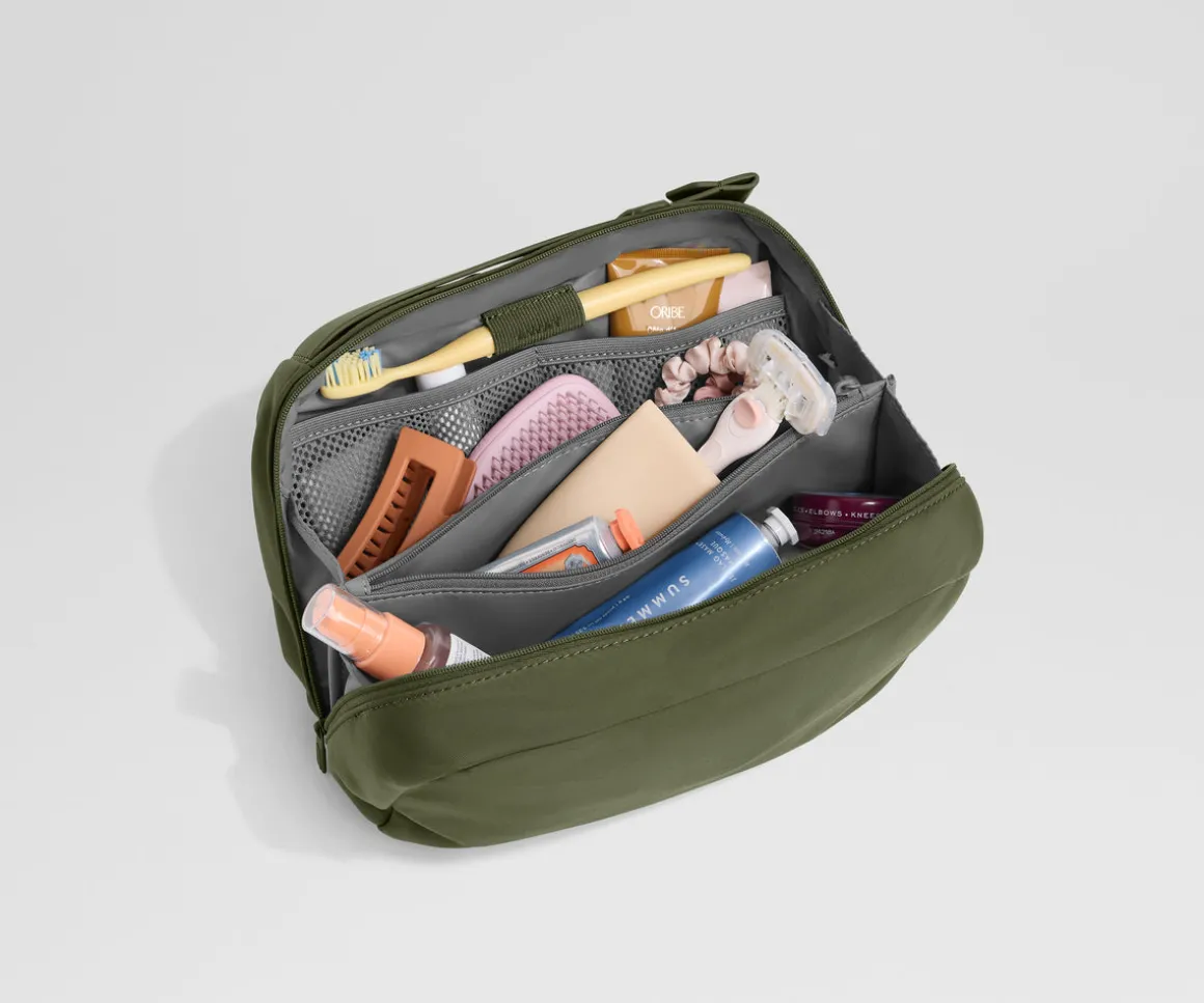Large Toiletry Bag in Olive Green
