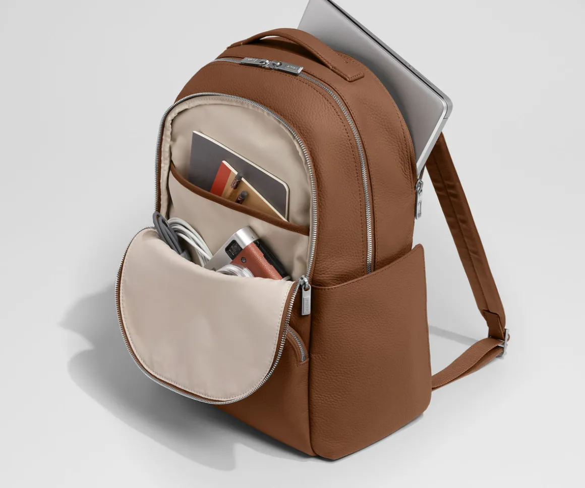 Leather Backpack in Saddle Brown