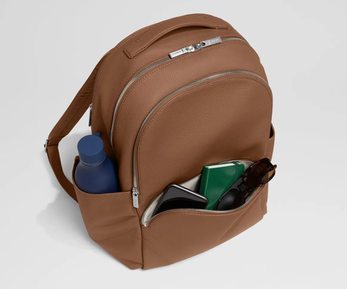 Leather Backpack in Saddle Brown