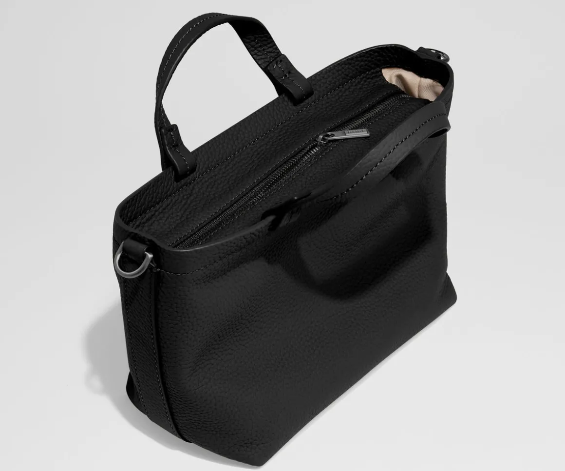 Leather Crossbody in Jet Black