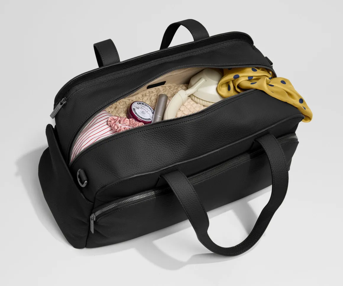 Leather Duffle in Jet Black