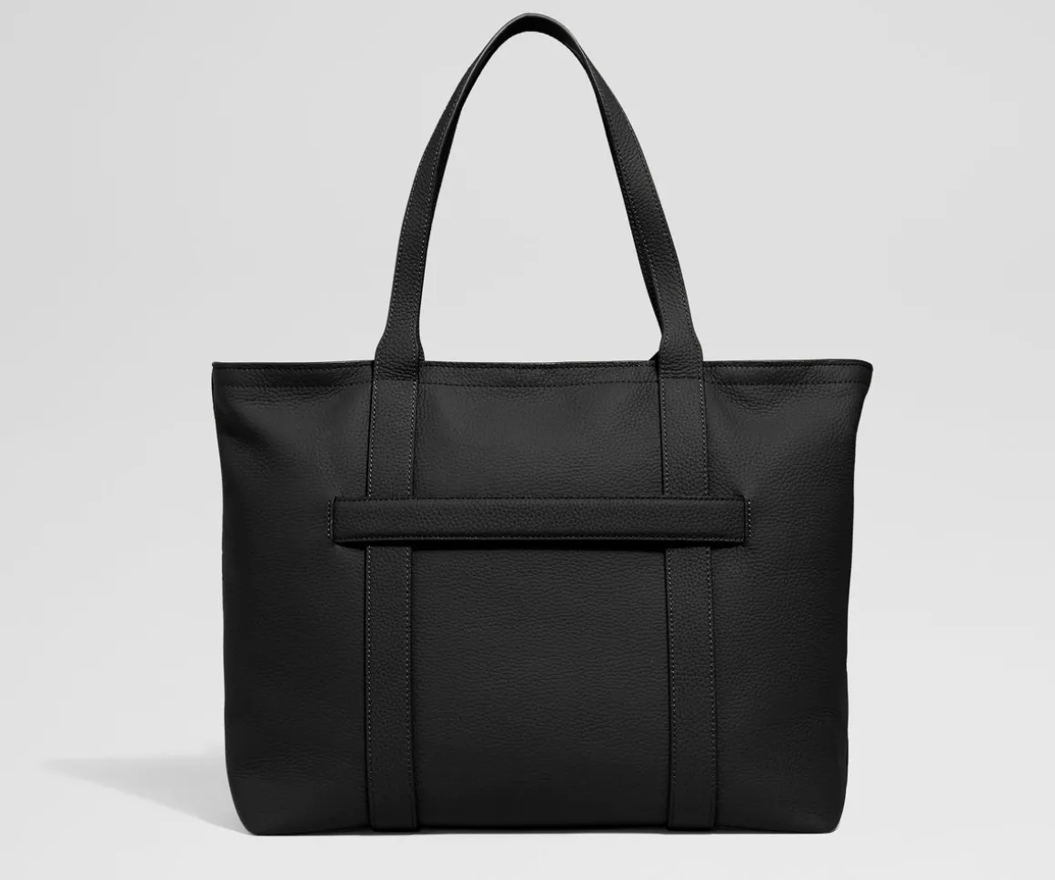 Leather Tote in Jet Black