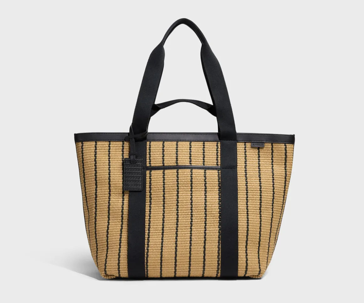 Riviera Straw Tote in Black Seagrass