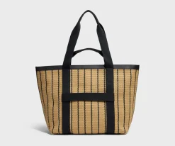 Riviera Straw Tote in Black Seagrass