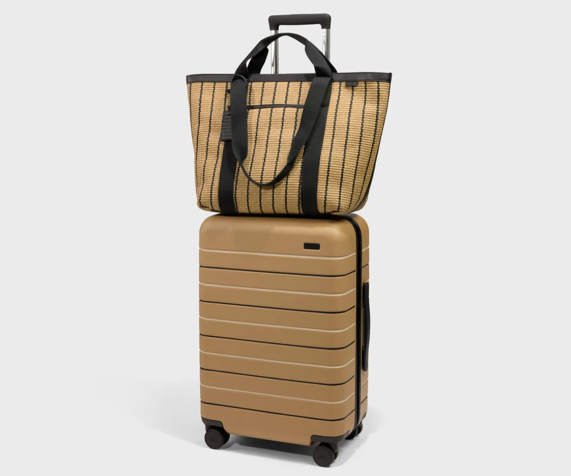 Riviera Straw Tote in Black Seagrass