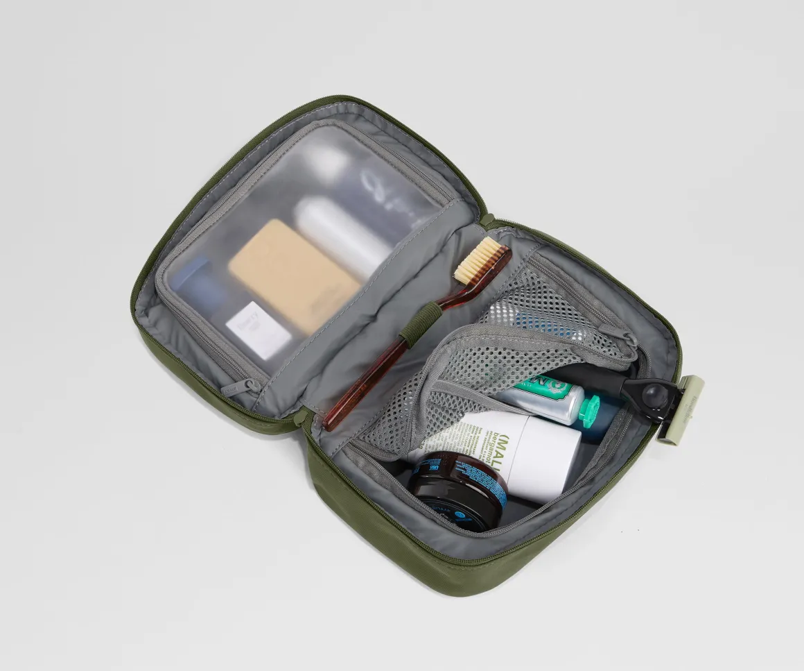 Small Toiletry Bag in Olive Green