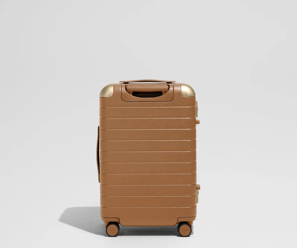 The Aluminum Edge Bigger Carry-On in Cognac Brown