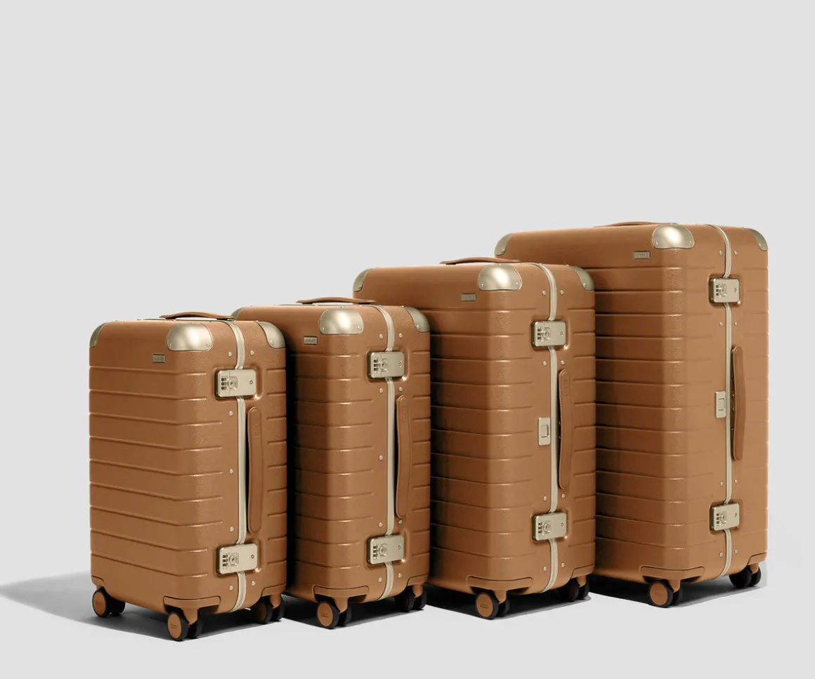 The Aluminum Edge Bigger Carry-On in Cognac Brown