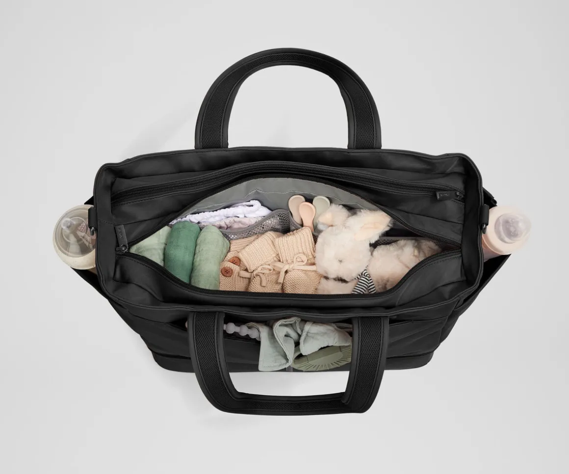 The Double Diaper Tote in Jet Black