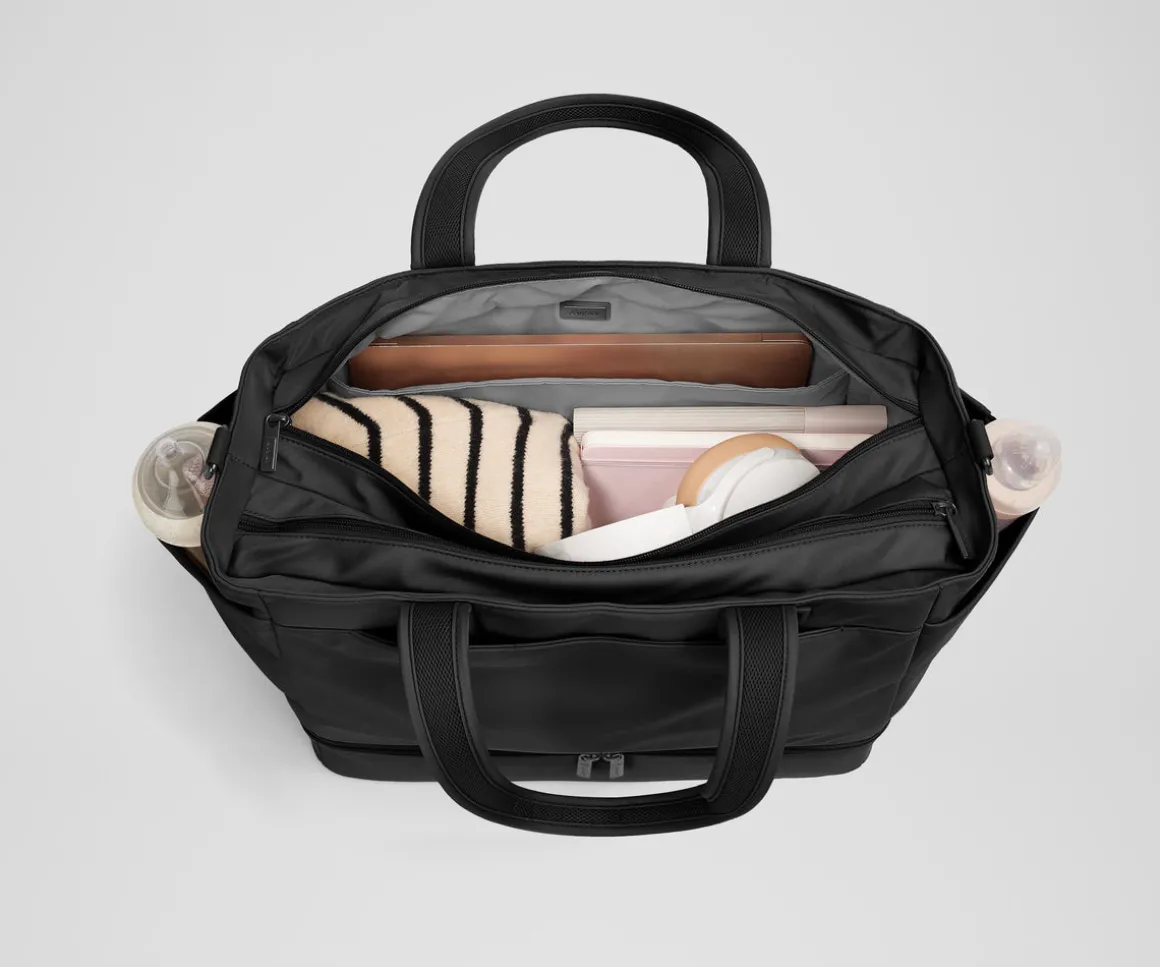 The Double Diaper Tote in Jet Black