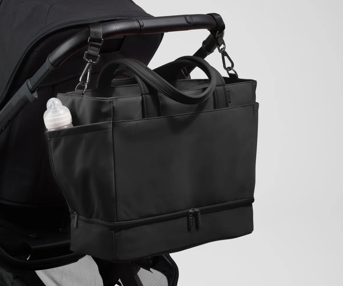 The Double Diaper Tote in Jet Black